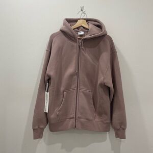 NWT Aritzia TNA Bubble Fleece Boyfriend Zip Hoodie Mauve Sz Medium